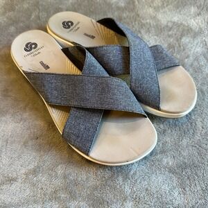 Cloudsteppers by Clarks Women's Gray Criss Cross Slide Sandals Size 9